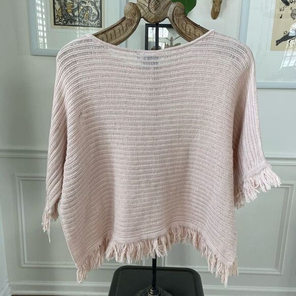 Anthropologie Akemi Kin Blush Pink Fringe Sweater XS - Picture 6 of 9